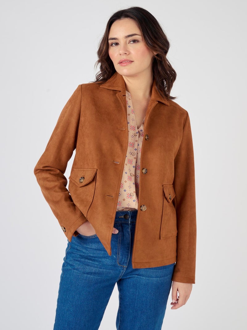 Veste suédine stretch - Damart Marron chocolat - Kiabi