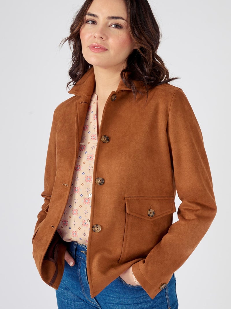 Veste suédine stretch - Damart Marron chocolat - Kiabi