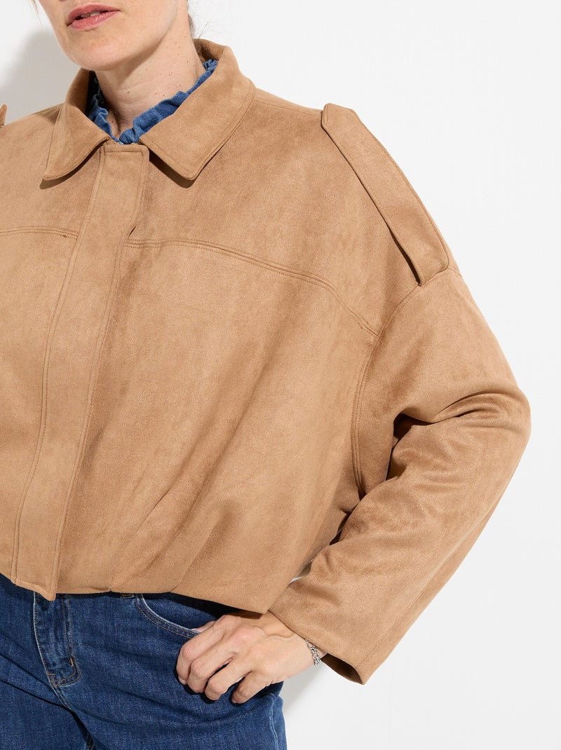 Veste suédine taille resserrée, oversize - AFIBEL Camel - Kiabi