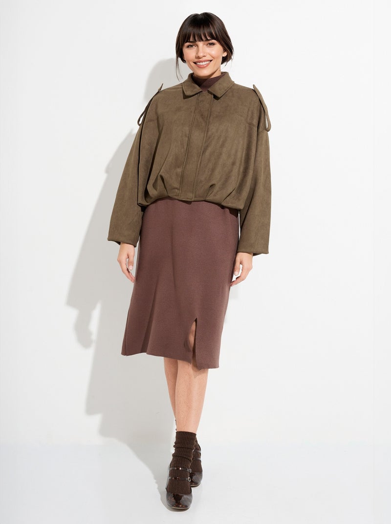 Veste suédine taille resserrée, oversize - AFIBEL Kaki - Kiabi