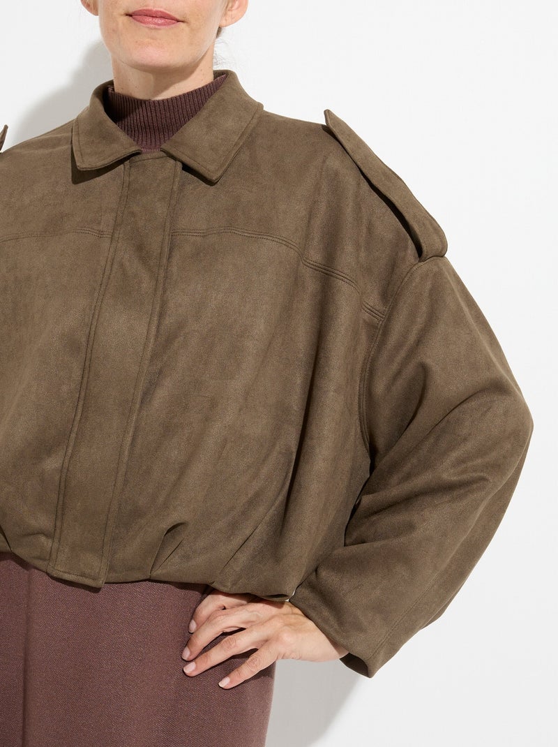 Veste suédine taille resserrée, oversize - AFIBEL Kaki - Kiabi
