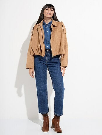 Veste suédine taille resserrée, oversize