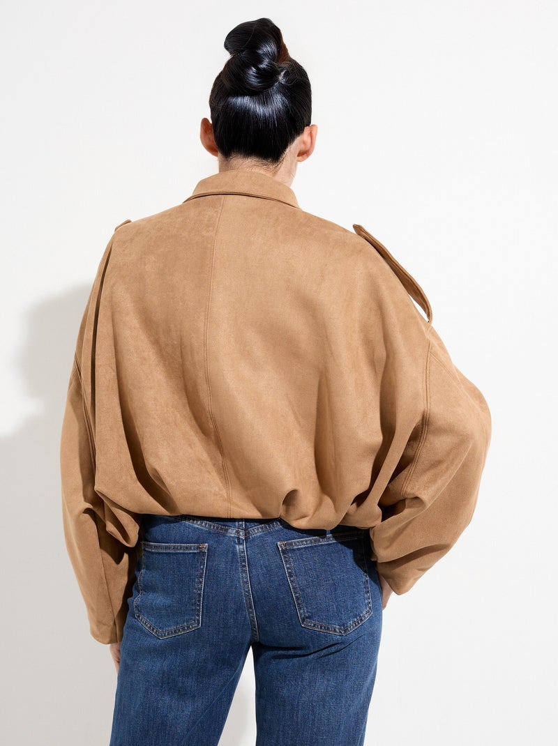 Veste suédine taille resserrée, oversize Camel - Kiabi
