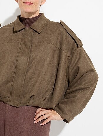 Veste suédine taille resserrée, oversize