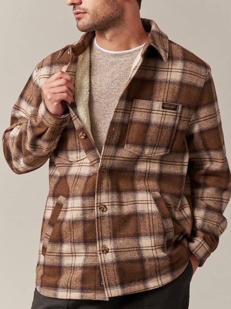 Veste surchemise à carreaux  et imitation fourrure 'Deeluxe' Marron - Kiabi