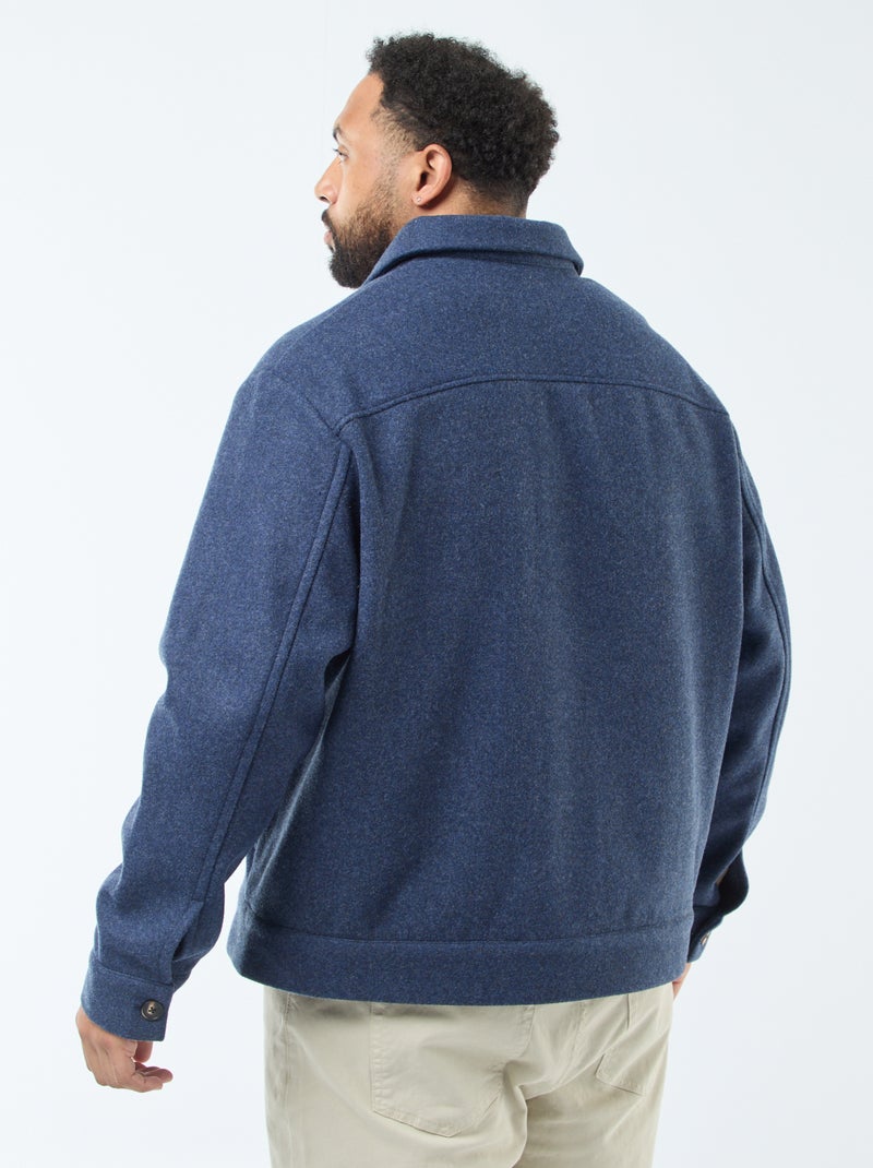 Veste surchemise chaude en laine Bleu - Kiabi