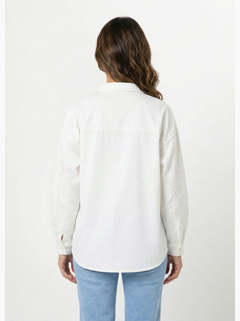 Veste surchemise coton broderie anglaise - afibel Blanc - Kiabi
