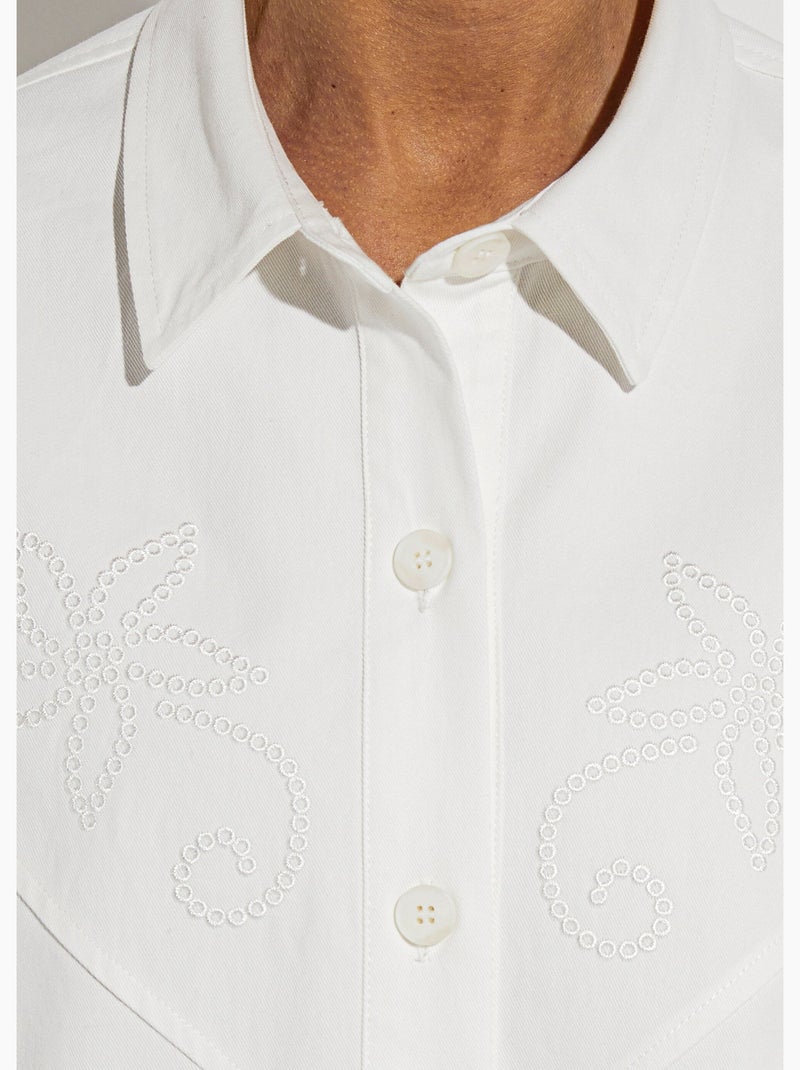 Veste surchemise coton broderie anglaise - afibel Blanc - Kiabi