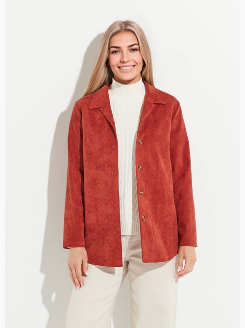 Veste surchemise velours milleraies col tailleur - Afibel - Kiabi