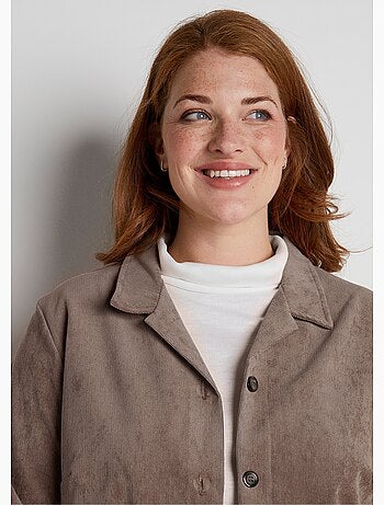 Veste surchemise velours milleraies col tailleur - Afibel