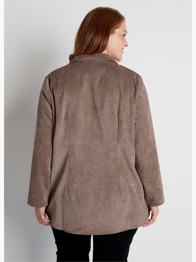 Veste surchemise velours milleraies col tailleur - Afibel Marron - Kiabi