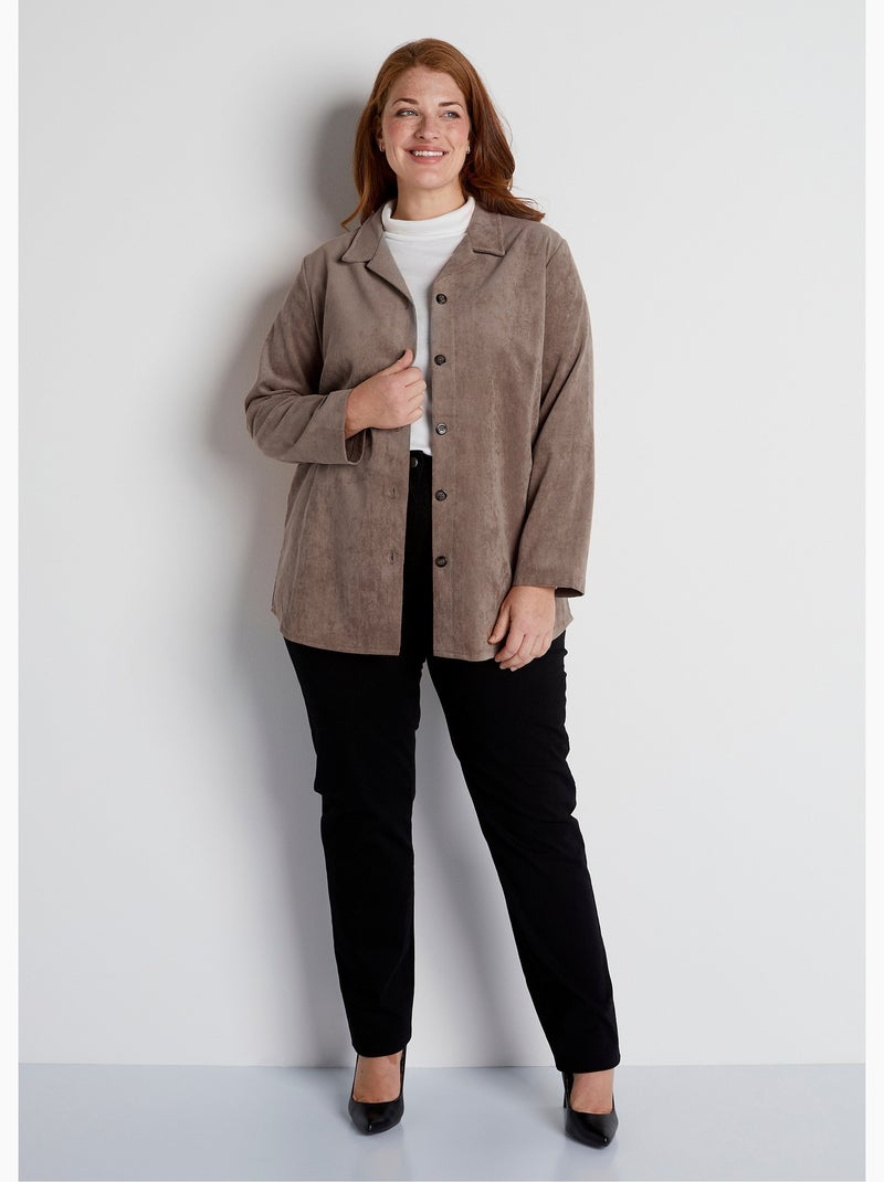 Veste surchemise velours milleraies col tailleur - Afibel Marron - Kiabi