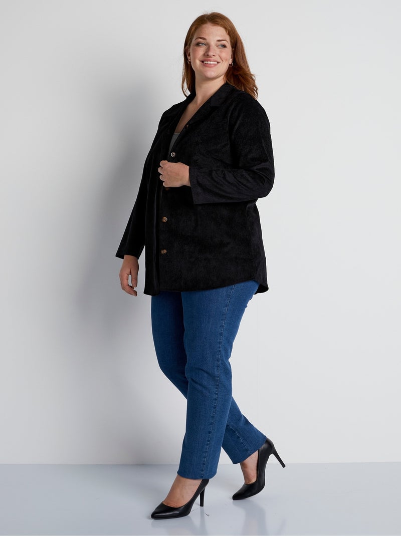 Veste surchemise velours milleraies col tailleur - Afibel Noir - Kiabi