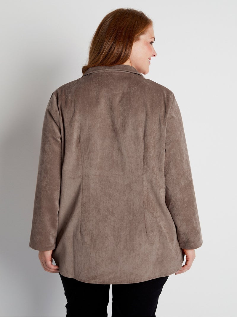 Veste surchemise velours milleraies col tailleur - Afibel Taupe - Kiabi