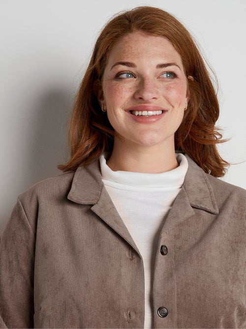 Veste surchemise velours milleraies col tailleur - Afibel - Kiabi