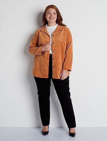 Veste surchemise velours milleraies col tailleur