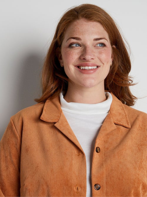 Veste surchemise velours milleraies col tailleur - Kiabi