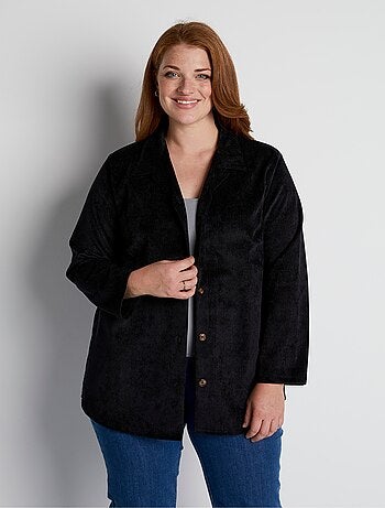 Veste surchemise velours milleraies col tailleur