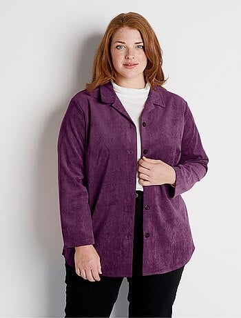 Veste surchemise velours milleraies col tailleur
