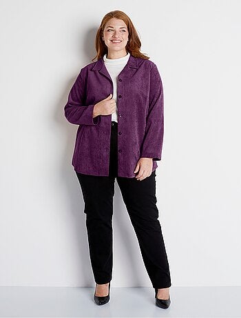 Veste surchemise velours milleraies col tailleur