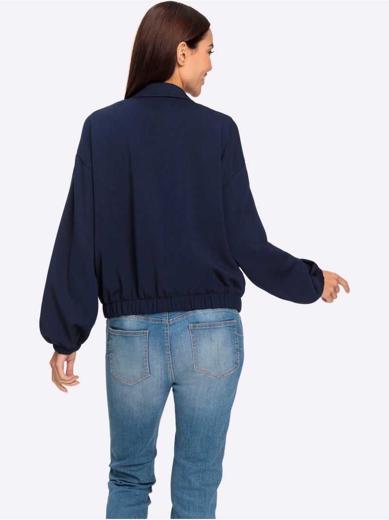 Veste Sweat 2 Poches Soufflet - Taille Standard - Helline Bleu marine - Kiabi