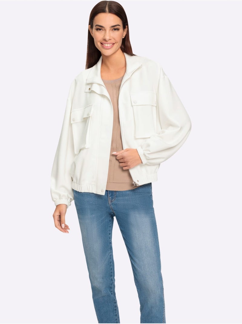 Veste Sweat 2 Poches Soufflet - Taille Standard - Helline Ecru - Kiabi