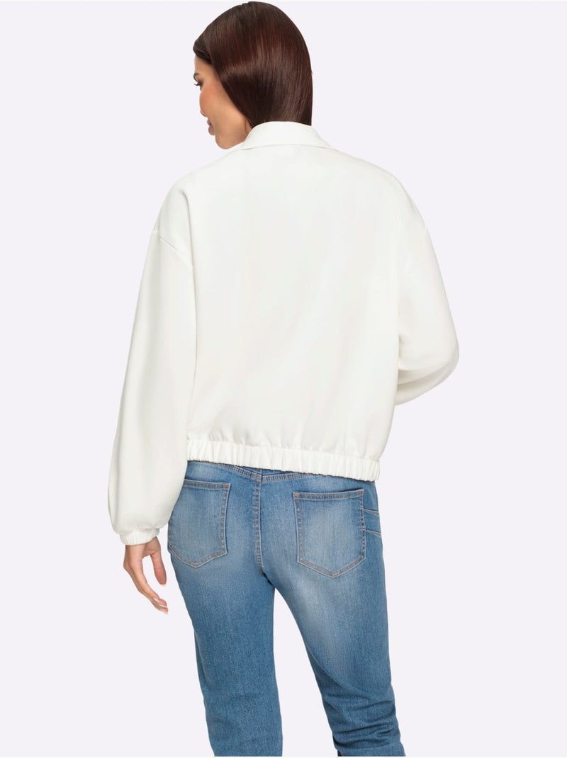 Veste Sweat 2 Poches Soufflet - Taille Standard - Helline Ecru - Kiabi