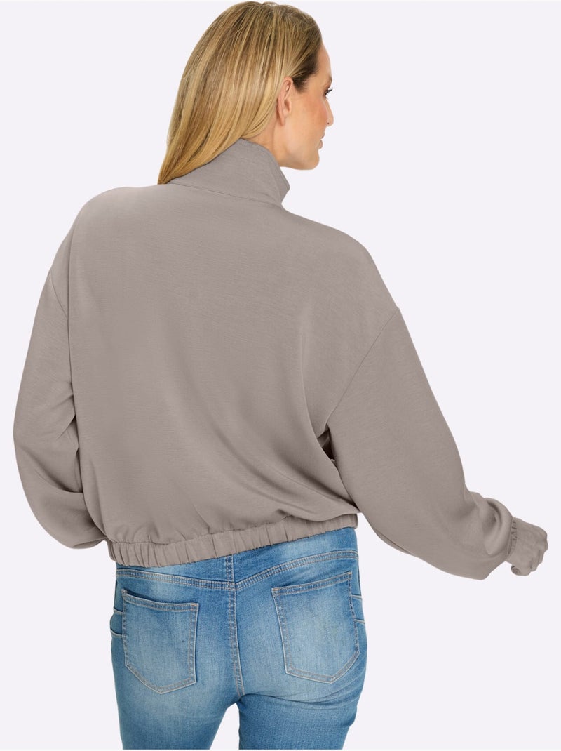 Veste Sweat 2 Poches Soufflet - Taille Standard - Helline Gris taupe - Kiabi