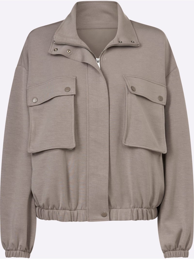 Veste Sweat 2 Poches Soufflet - Taille Standard - Helline Gris taupe - Kiabi
