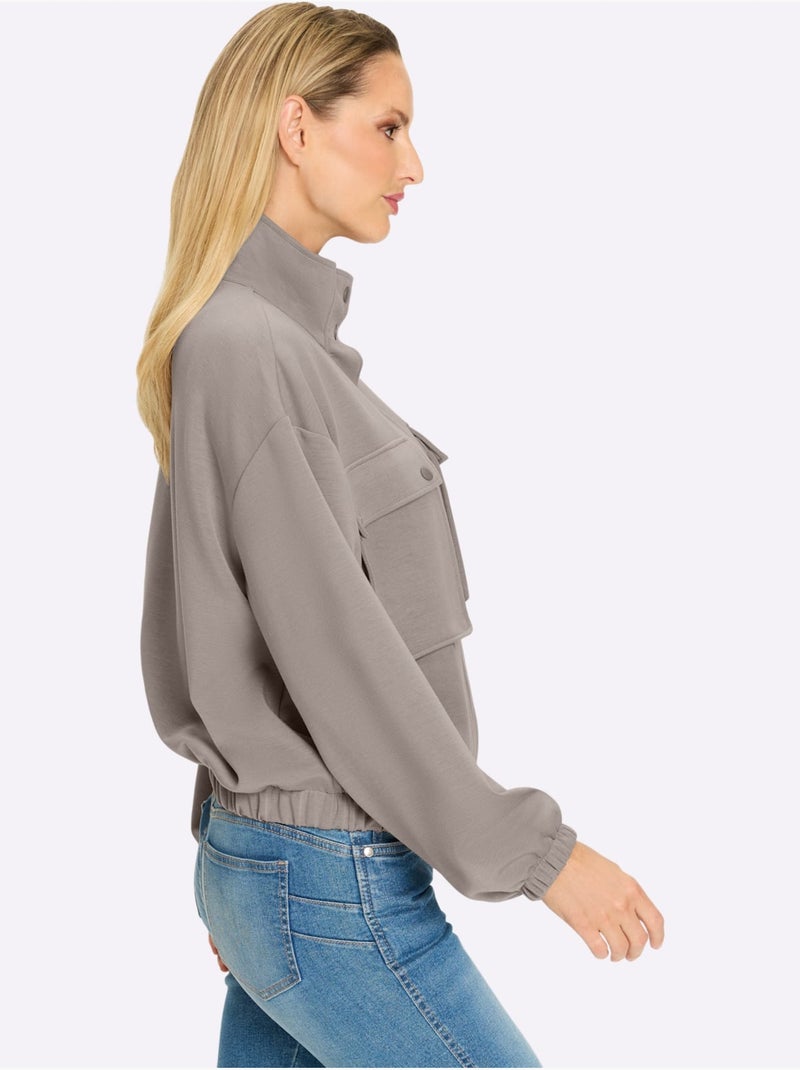Veste Sweat 2 Poches Soufflet - Taille Standard - Helline Gris taupe - Kiabi