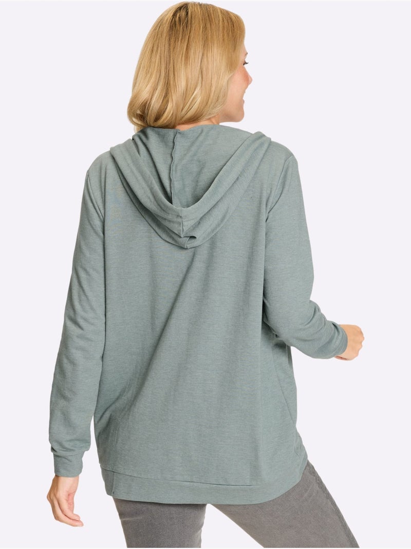 Veste sweat à capuche avec glissière et poches kangourou - Taille standard - Moda Vilona Vert - Kiabi