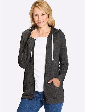 Veste sweat à capuche avec glissière et poches kangourou - Taille standard - Moda Vilona