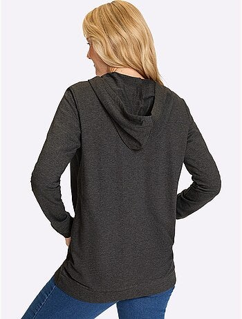 Veste sweat à capuche avec glissière et poches kangourou - Taille standard - Moda Vilona