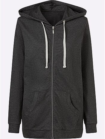 Veste sweat à capuche avec glissière et poches kangourou - Taille standard - Moda Vilona