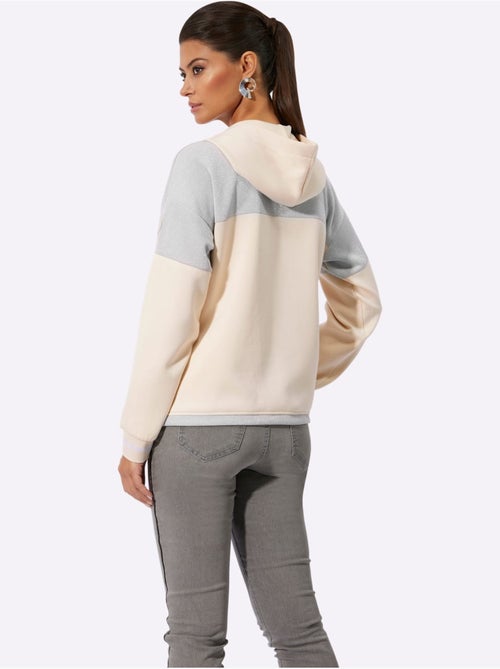 Veste sweat à capuche bicolore avec cordon et poches manches longues - taille standard - helline - Kiabi