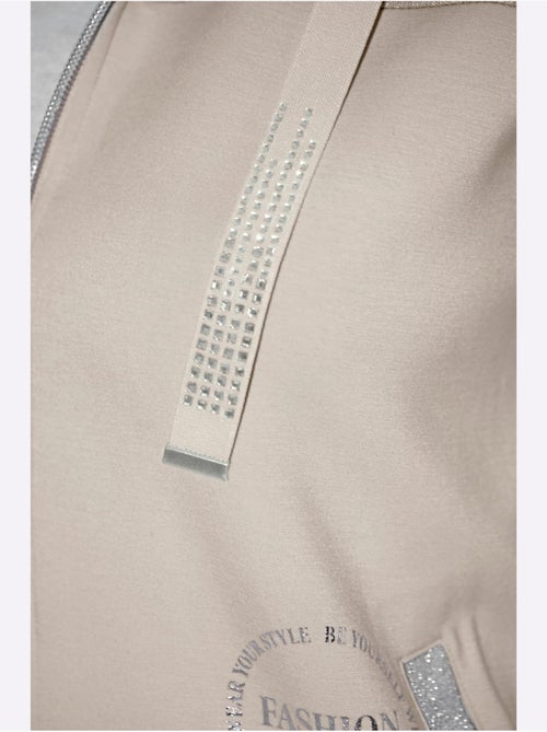 Veste sweat à capuche bicolore avec cordon et poches manches longues - taille standard - helline - Kiabi