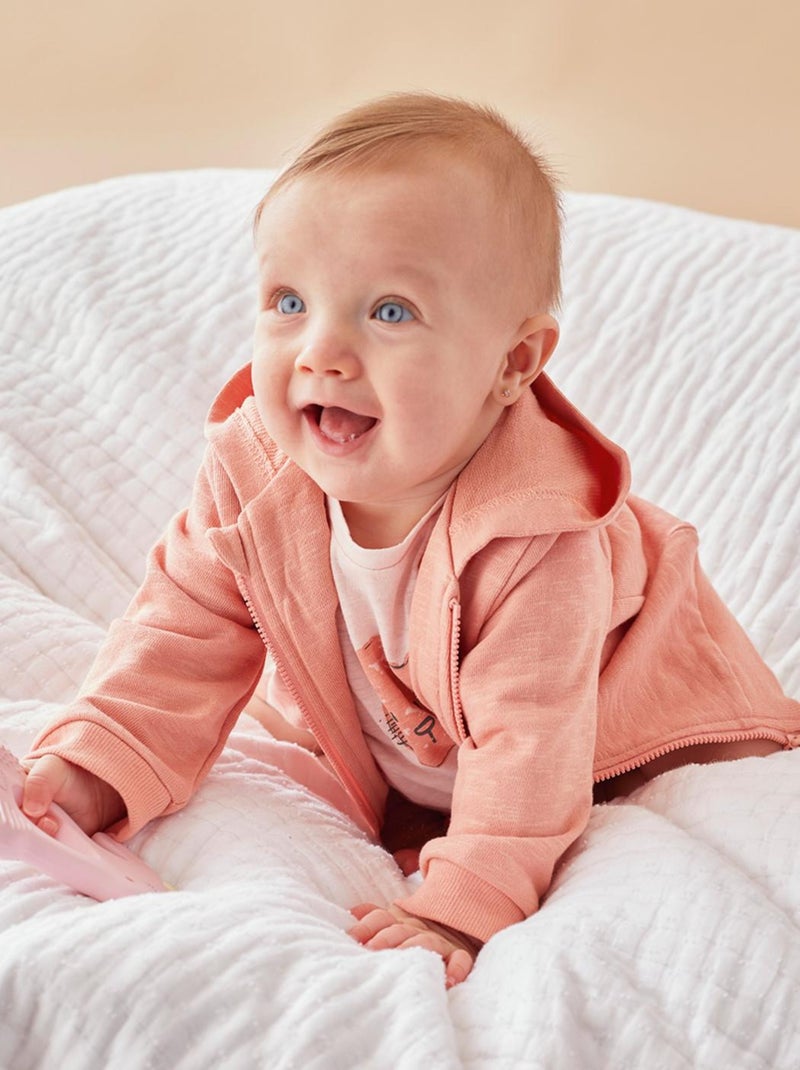 Veste sweat à capuche en coton BIO, - Noukie's Rose - Kiabi