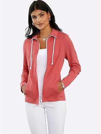 Veste sweat à col revers avec glissière et poches - Taille standard - Moda Vilona