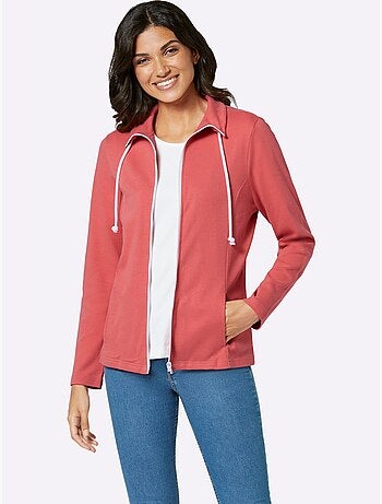 Veste sweat à col revers avec glissière et poches - Taille standard - Moda Vilona