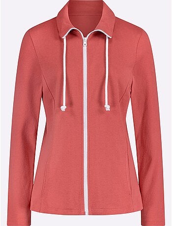 Veste sweat à col revers avec glissière et poches - Taille standard - Moda Vilona