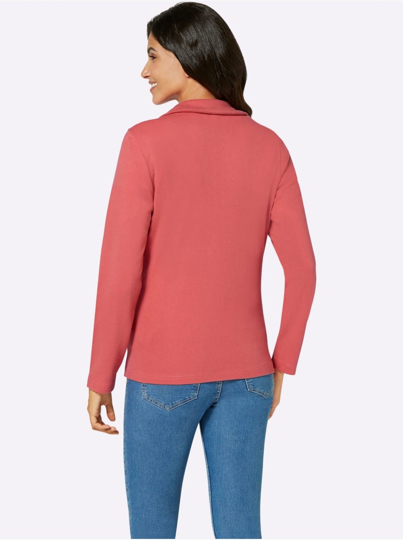Veste sweat à col revers avec glissière et poches - Taille standard - Moda Vilona Rose - Kiabi