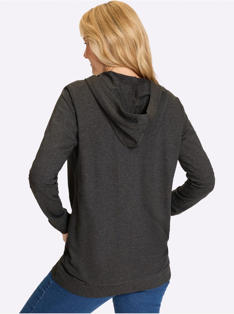 Veste Sweat Bel Aspect Chiné - Taille Standard - Moda Vilona Gris chiné - Kiabi