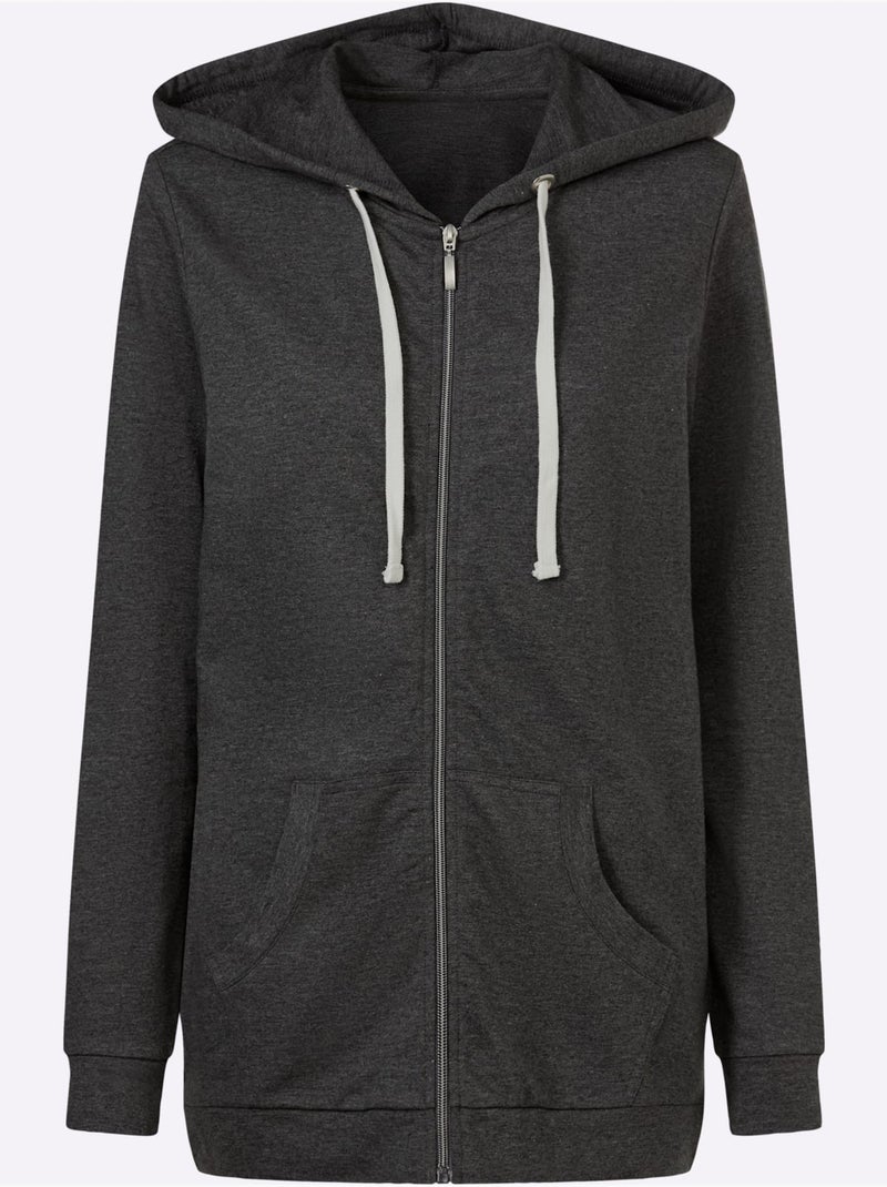 Veste Sweat Bel Aspect Chiné - Taille Standard - Moda Vilona Gris chiné - Kiabi