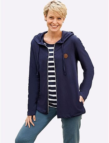 Veste sweat capuche avec coulisse et lien à nouer - taille standard - moda vilona