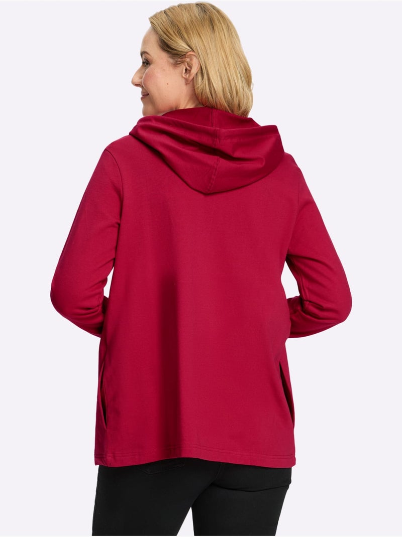 Veste sweat capuche avec coulisse et lien à nouer - taille standard - moda vilona Rouge - Kiabi