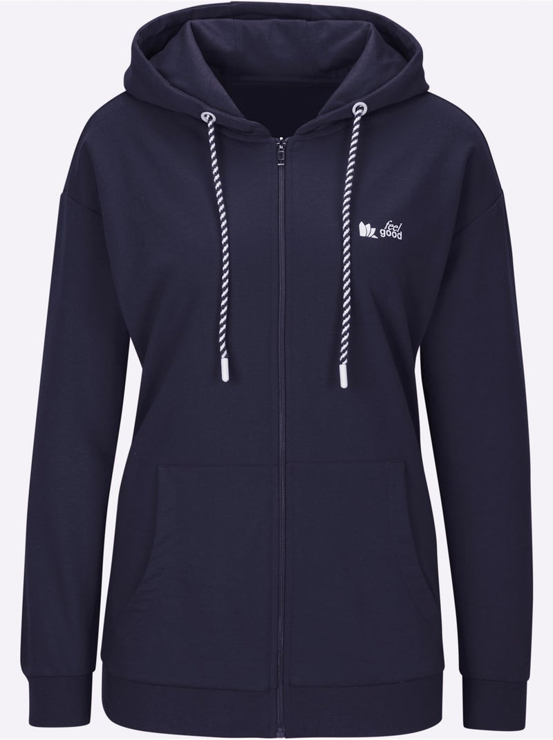 Veste Sweat Matière Sweat - Taille Standard - Witt Bleu Blanc - Kiabi
