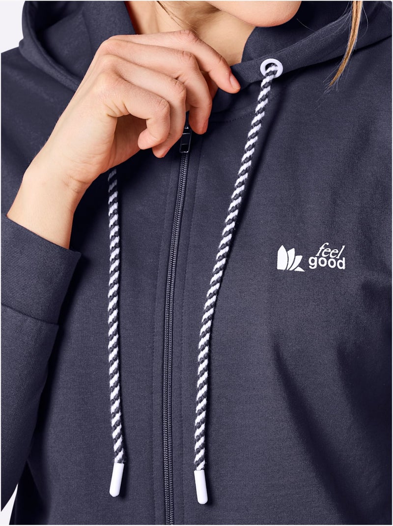 Veste Sweat Matière Sweat - Taille Standard - Witt Bleu Blanc - Kiabi