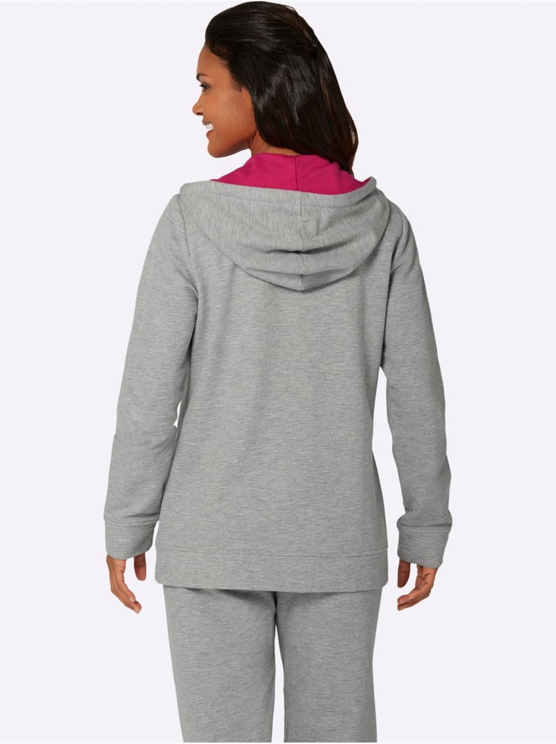 Veste Sweat Matière Sweat - Taille Standard - Witt Gris Rose - Kiabi