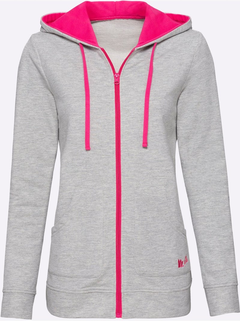 Veste Sweat Matière Sweat - Taille Standard - Witt Gris Rose - Kiabi