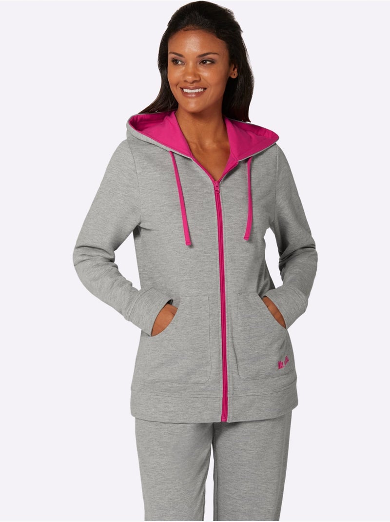 Veste Sweat Matière Sweat - Taille Standard - Witt Gris Rose - Kiabi